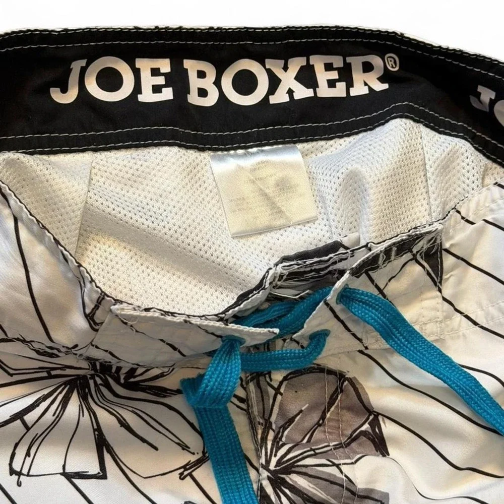 Vintage Joe Boxer Black‎ & White Floral Swim Trunks